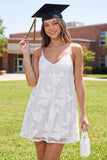 Mini vestido de graduación de Mini Graduación de Tul Blanco Floral A-Line