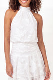 Mini vestido de graduación blanco con escote en A y escote en A