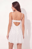 Mini vestido de graduación de mini graduación de lentejuelas blancas con tirantes finos en línea A brillante
