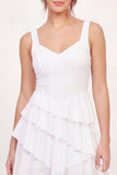 Mini vestido de graduación blanco con volantes en línea A