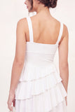 Mini vestido de graduación blanco con volantes en línea A