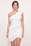 Vestido de graduación Bodycon Mini Bodycon Bodycon Nubes de un Hombro con Volantes