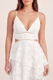 Mini vestido de graduación blanco con recorte floral en A con recorte en A