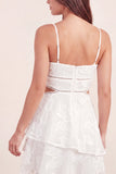 Mini vestido de graduación blanco con recorte floral en A con recorte en A