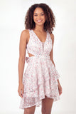 Vestido de graduación mini graduación de lentejuelas con lazos blanco blanco rosa y brillante