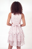 Vestido de graduación mini graduación de lentejuelas con lazos blanco blanco rosa y brillante