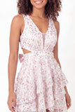 Vestido de graduación mini graduación de lentejuelas con lazos blanco blanco rosa y brillante