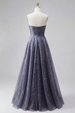 Vestido de graduación largo con lazo de Celestial Midnight Encantador Estrellado en línea A.