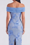 Vestido Maxi Floral Bodycon Apuesto Bodycon Body, Apuntado al Hombro Descubierto y Abertura