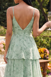 Vestido largo de la línea A Sage Floral de A