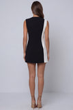 Vestido corto de trabajo sin mangas en solapa negro y blanco