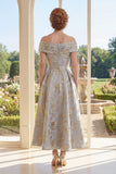 Vestido largo de madre de la novia azul polvoriento azul polvoriento