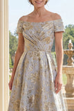 Vestido largo de madre de la novia azul polvoriento azul polvoriento