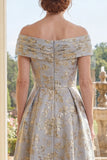 Vestido largo de madre de la novia azul polvoriento azul polvoriento