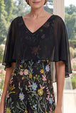 Vestido largo largo de Madre de la Novia bordado en tul A-line con mangas aleteadas