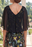 Vestido largo largo de Madre de la Novia bordado en tul A-line con mangas aleteadas