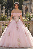 Corsé descubierto Vestido de gala rosa Vestido floral de quinceañera