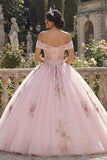 Corsé descubierto Vestido de gala rosa Vestido floral de quinceañera