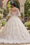 Corsé de champán Vestido de baile floral Quinceañera
