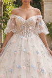 Corsé de champán Vestido de baile floral Quinceañera