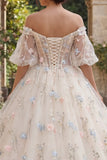 Corsé de champán Vestido de baile floral Quinceañera