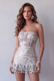 Vestido de cóctel corto ajustado y ajustado de salvia de salvia brillante y polvoriento