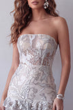 Vestido de cóctel corto ajustado y ajustado de salvia de salvia brillante y polvoriento