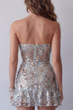 Vestido de cóctel corto ajustado y ajustado de salvia de salvia brillante y polvoriento