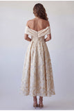 Vestido formal midi con estampado de champán línea A