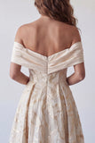 Vestido formal midi con estampado de champán línea A