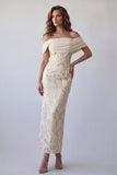 Vestido formal Maxi con estampado de bodycon con champán