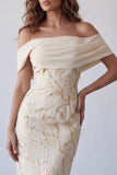 Vestido formal Maxi con estampado de bodycon con champán