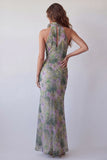 Vestido formal Maxi Bodycon Dusty Sage Bodycon de Escote Dusty Gasa