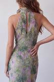 Vestido formal Maxi Bodycon Dusty Sage Bodycon de Escote Dusty Gasa