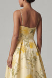 Vestido floral de tirantes finos amarillos Línea A