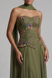 Vestido de madre de la novia Olive Strapless A Line Applied con bufanda