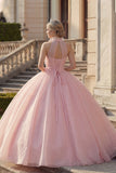 Vestido de baile con rubor y escote halter, vestido de quinceañera con aplicación