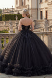 Vestido de gala negro con escote halter, purpurina Princesa Quinceañera