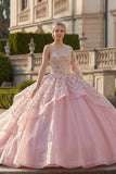 Vestido de baile rosa con cuentas y volantes de un solo hombro