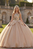 Vestido de gala brillante de lentejuelas de un solo hombro Vestido champán de quinceañera
