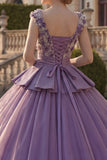 Vestido de baile floral de quinceañera con escote en V y escote en V