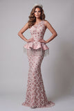 Vestido de certamen de sirena con lentejuelas de un solo hombro y borla