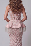 Vestido de certamen de sirena con lentejuelas de un solo hombro y borla