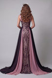 Vestido de certamen de sirenas ciruelas con capa, sirena y lentejuelas