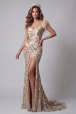 Vestido de concurso de sirenas con lentejuelas con limias de sirena champán