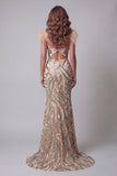 Vestido de concurso de sirenas con lentejuelas con limias de sirena champán
