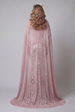 Vestido de certamen floral largo de sirena rosa brillante con alfiles, con cuentas,