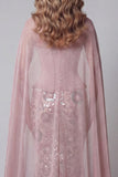 Vestido de certamen floral largo de sirena rosa brillante con alfiles, con cuentas,