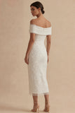 Vestido de graduación blanco bodycon bodycon descubierto con perlas