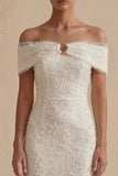 Vestido de graduación blanco bodycon bodycon descubierto con perlas